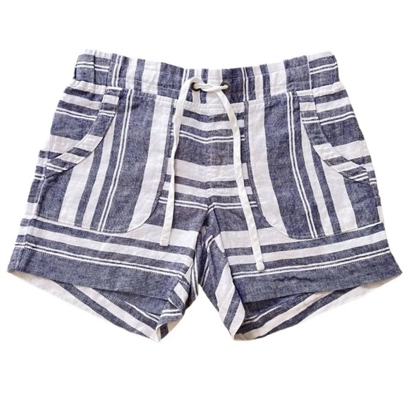 Athleta Pants - Athleta Dress Blue Bold Stripe Linen Shorts Size 4